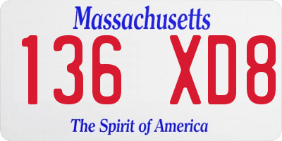 MA license plate 136XD8