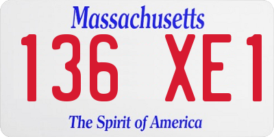 MA license plate 136XE1