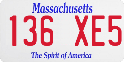 MA license plate 136XE5