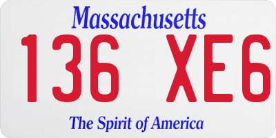 MA license plate 136XE6