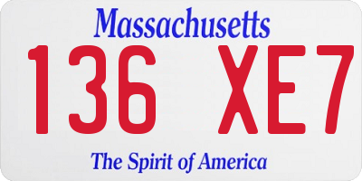 MA license plate 136XE7