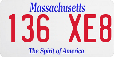 MA license plate 136XE8