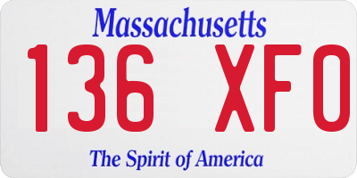 MA license plate 136XF0