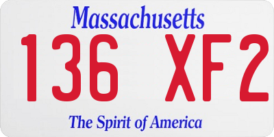 MA license plate 136XF2