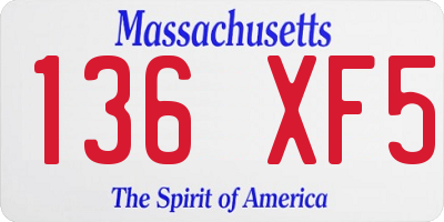 MA license plate 136XF5