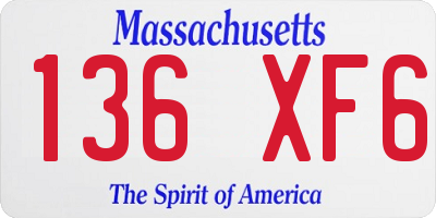 MA license plate 136XF6