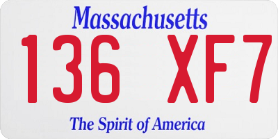 MA license plate 136XF7