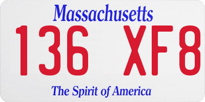 MA license plate 136XF8
