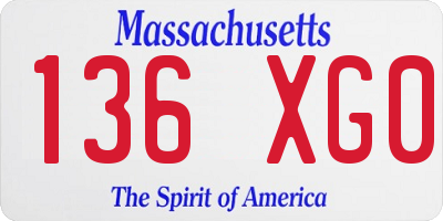 MA license plate 136XG0
