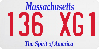 MA license plate 136XG1