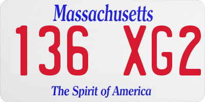 MA license plate 136XG2