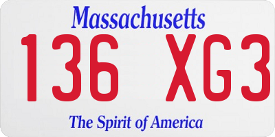 MA license plate 136XG3