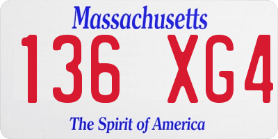 MA license plate 136XG4