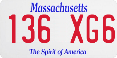 MA license plate 136XG6