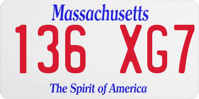 MA license plate 136XG7