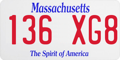 MA license plate 136XG8