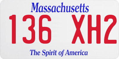 MA license plate 136XH2