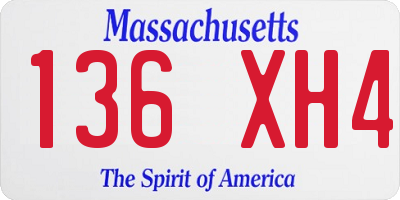 MA license plate 136XH4
