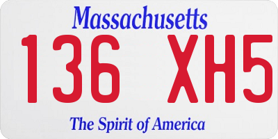 MA license plate 136XH5