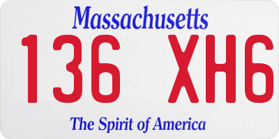 MA license plate 136XH6