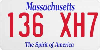 MA license plate 136XH7