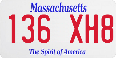 MA license plate 136XH8
