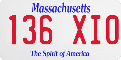 MA license plate 136XI0