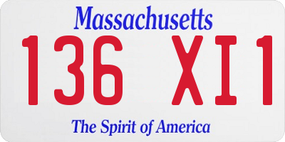 MA license plate 136XI1