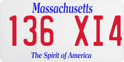 MA license plate 136XI4