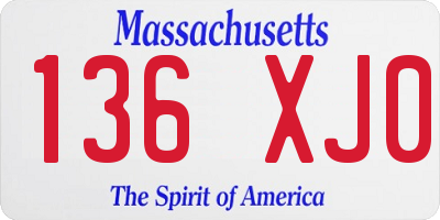 MA license plate 136XJ0