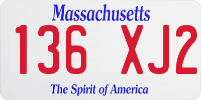 MA license plate 136XJ2