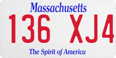 MA license plate 136XJ4