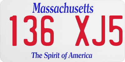 MA license plate 136XJ5