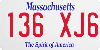MA license plate 136XJ6