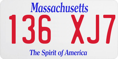 MA license plate 136XJ7