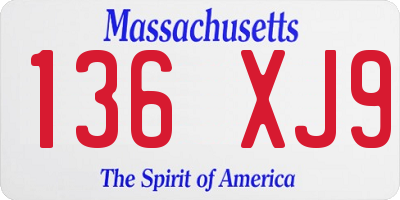 MA license plate 136XJ9