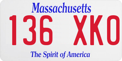 MA license plate 136XK0