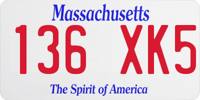 MA license plate 136XK5