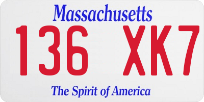 MA license plate 136XK7