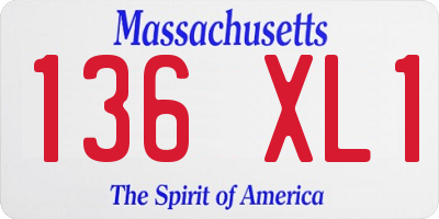 MA license plate 136XL1