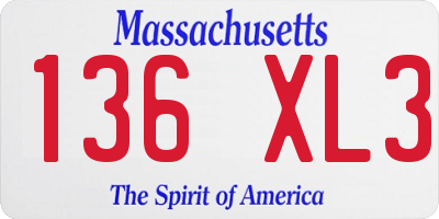 MA license plate 136XL3