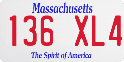 MA license plate 136XL4