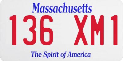 MA license plate 136XM1