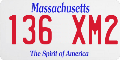 MA license plate 136XM2