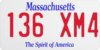 MA license plate 136XM4