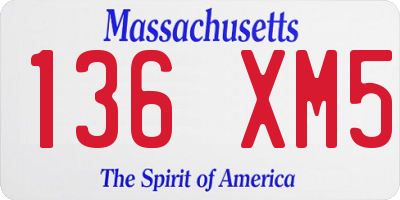 MA license plate 136XM5