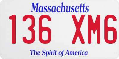 MA license plate 136XM6