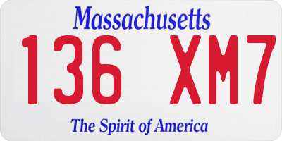MA license plate 136XM7