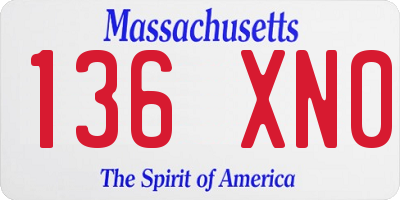 MA license plate 136XN0