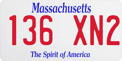 MA license plate 136XN2